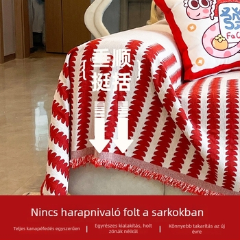 Esküvői kanapévédő egy darabból, teljes lefedés, piros chenille anyagból, dekorációhoz