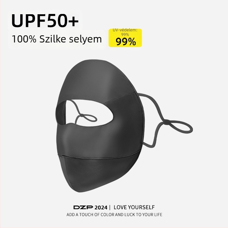 100% selyem arcmaszk, teljes körű fedés, légáteresztő, UV-védelem, tavasz 2024