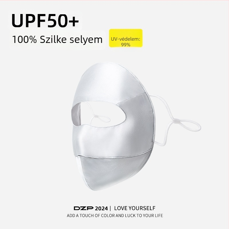100% selyem arcmaszk, teljes körű fedés, légáteresztő, UV-védelem, tavasz 2024