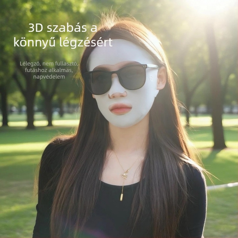 Női teljes arcos napvédő maszk szabadtéri sportokra (golf, futás, kerékpározás) száj- és orrnyílás nyílással, légáteresztő