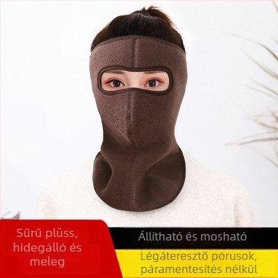 Téli teljes arcmaszk polar fleece-ből, fejhez rögzítés, UPF50+ UV-védelem, monokróm mintázat