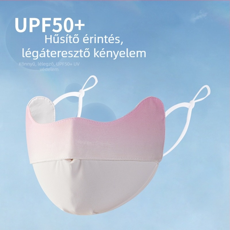 Nyári UV-védő arcmaszk fülrögzítéses kialakítás, uniszex; anyag: nylon; feldolgozás: viszkózszál