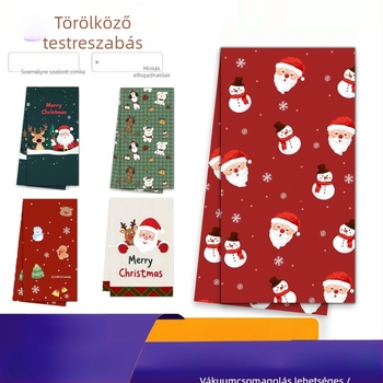 Testreszabható mikroszálas törölközők fényképekkel, kétoldalas karácsonyi nyomtatással, 100d fonal, 50-80 g tömeg, szegélyezés és nyomtatás