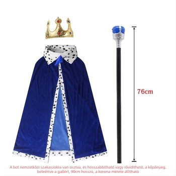 Halloween királyi köpeny – kifinomult poliészter köpeny hercegnek vagy hercegnőnek maszkabálhoz
