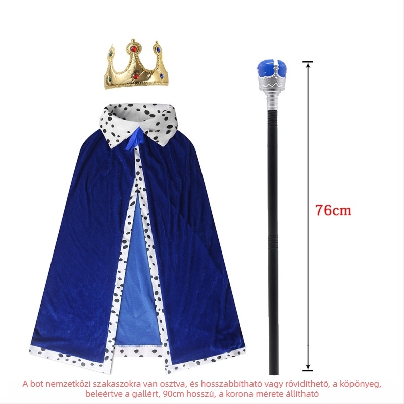 Halloween királyi köpeny – kifinomult poliészter köpeny hercegnek vagy hercegnőnek maszkabálhoz
