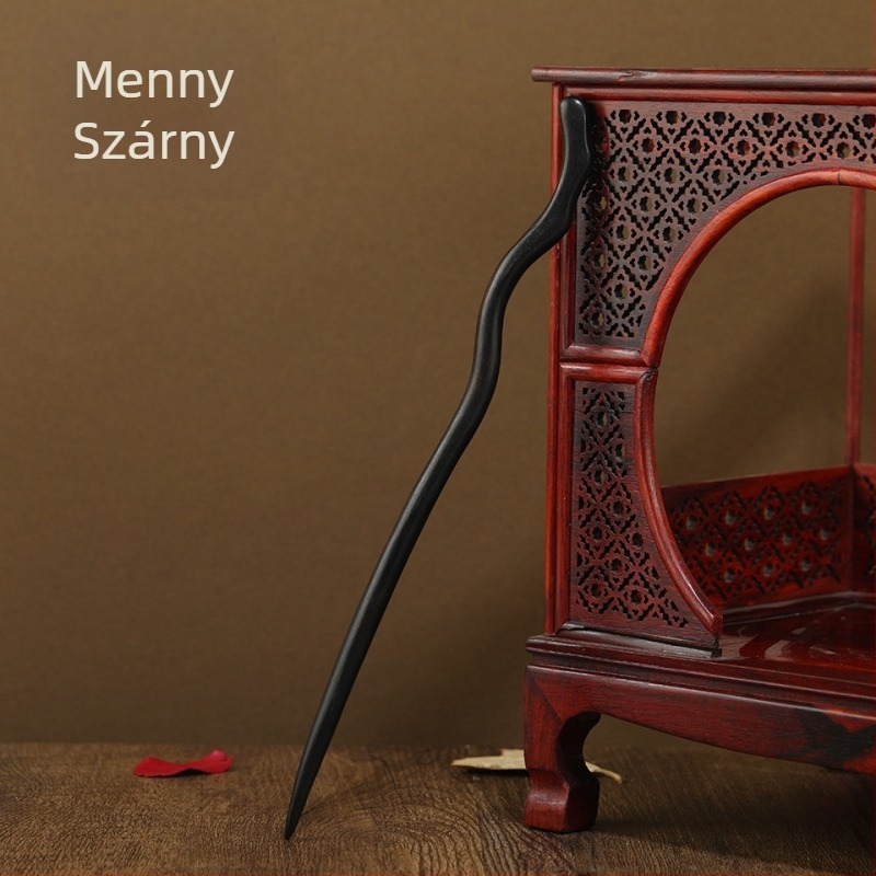Hosszú, faanyagból készült hajcsat retro stílusban, Hanfu fejfedő geometriai mintázattal, alkalmas ajándéknak (esküvő, születésnap, fesztivál)