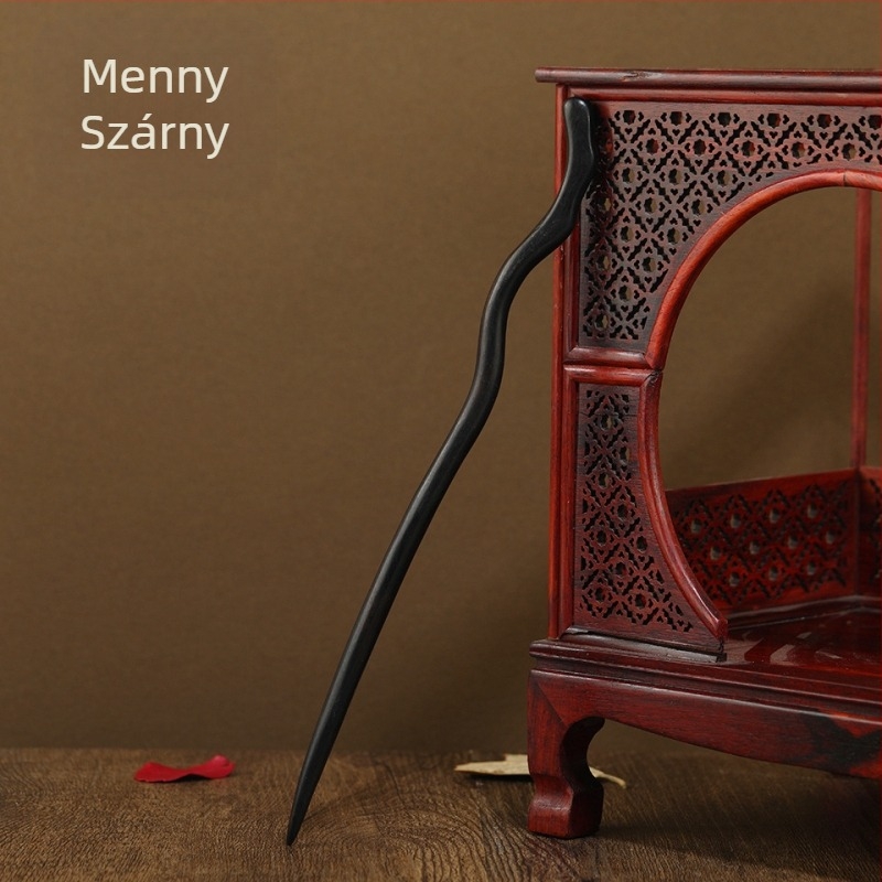 Hosszú, faanyagból készült hajcsat retro stílusban, Hanfu fejfedő geometriai mintázattal, alkalmas ajándéknak (esküvő, születésnap, fesztivál)