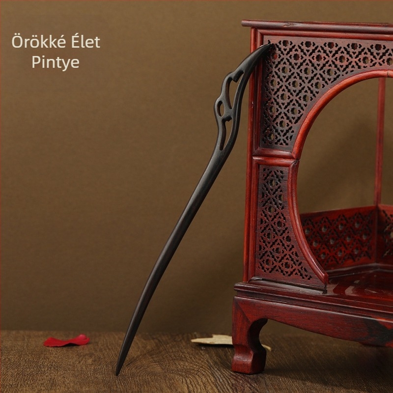 Hosszú, faanyagból készült hajcsat retro stílusban, Hanfu fejfedő geometriai mintázattal, alkalmas ajándéknak (esküvő, születésnap, fesztivál)