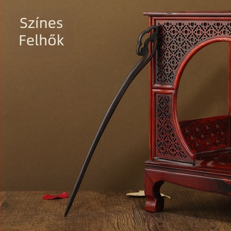 Hosszú, faanyagból készült hajcsat retro stílusban, Hanfu fejfedő geometriai mintázattal, alkalmas ajándéknak (esküvő, születésnap, fesztivál)