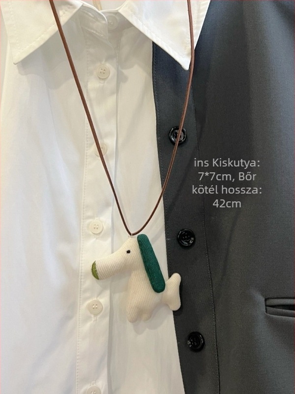 Gyermekeknek szóló bőrszálas medál nyaklánc, karikatúra állat motívummal, hosszú nyaklánc, testreszabható, egyenként csomagolt