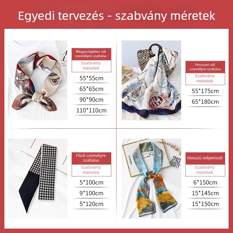 Női műszálas selyemsál, satin szövésű, friss és édes stílus, nyár