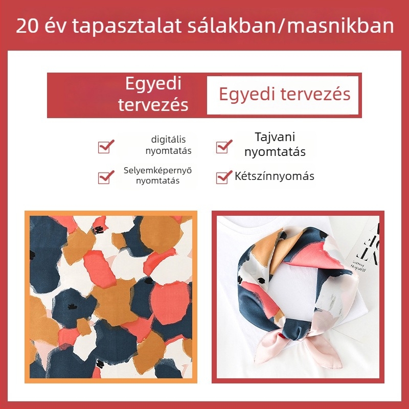 Női műszálas selyemsál, satin szövésű, friss és édes stílus, nyár