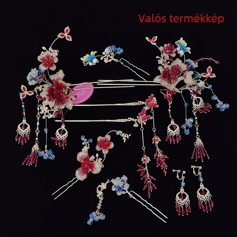 Ötvözet hajcsat, virág alakú, könnyű luxus stílus, kézzel készített, Hera Jewelry