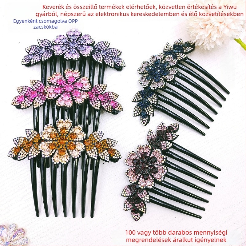 Koreai stílusú fejfedő virágos strasszokkal | Anyag: textil + strasszok; nőknek; önálló csomagolás