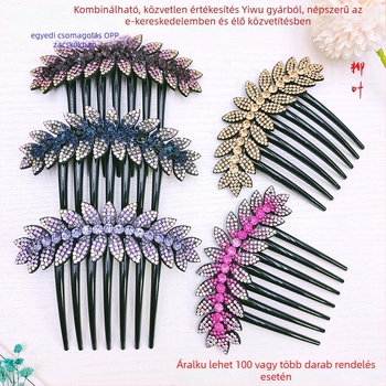 Koreai stílusú virágos hajfésű strasszokkal - textil anyagú, virágos dizájn, ideális ajándék esküvőkre, születésnapokra és fesztiválokra