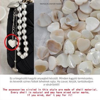 Kulcstartó táskákhoz – fém szív medál, gyöngyös tassel