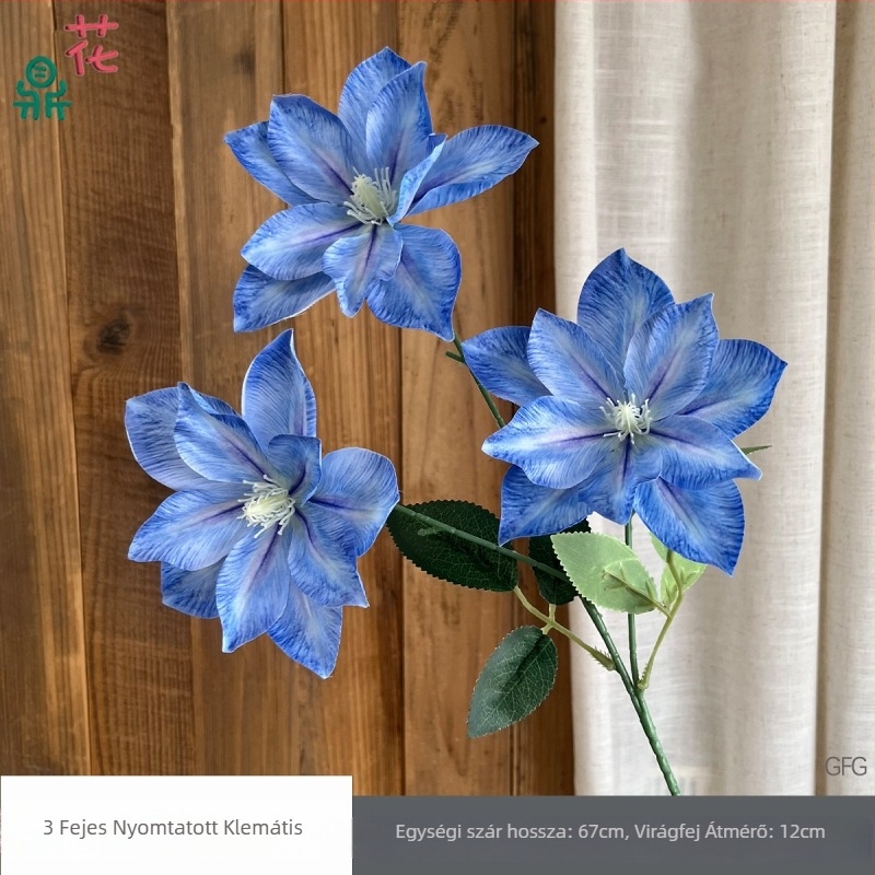 Menyasszonyi selyemvirág dekoráció – 3-fejű Clematis és liliom, selyemvirágok hajviselethez és fotózáshoz, reliefes részletek