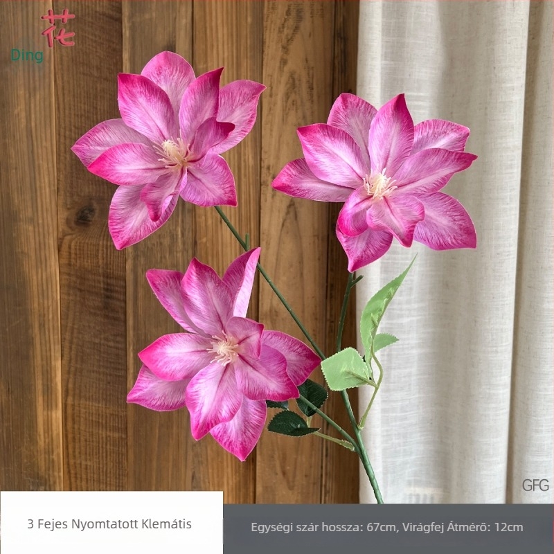 Menyasszonyi selyemvirág dekoráció – 3-fejű Clematis és liliom, selyemvirágok hajviselethez és fotózáshoz, reliefes részletek