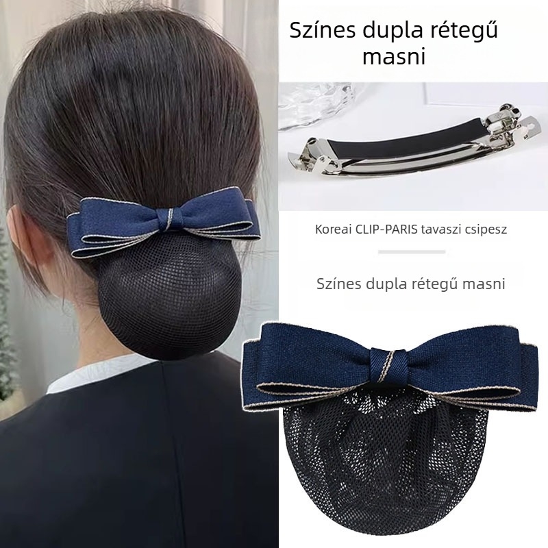 Hajháló masnival és virággal a fejen, kézzel készített, textil anyagból, koreai stílus, nőknek, Ns márka