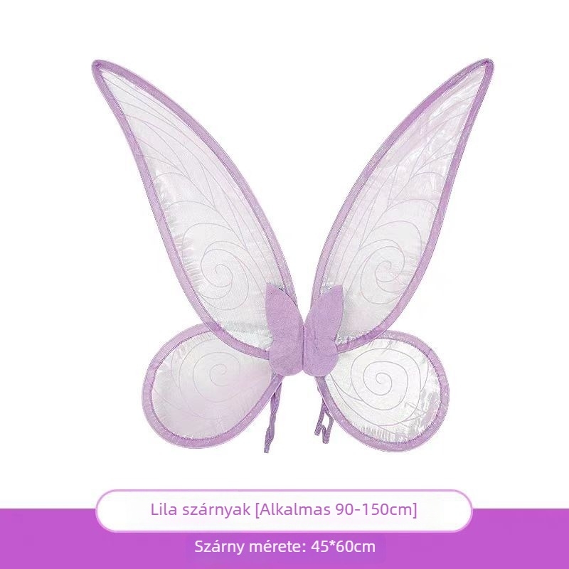 Világító pillangó szárnyak a hátoldalon, ruhakiegészítő lányoknak, textilből készült, 7–14 éveseknek