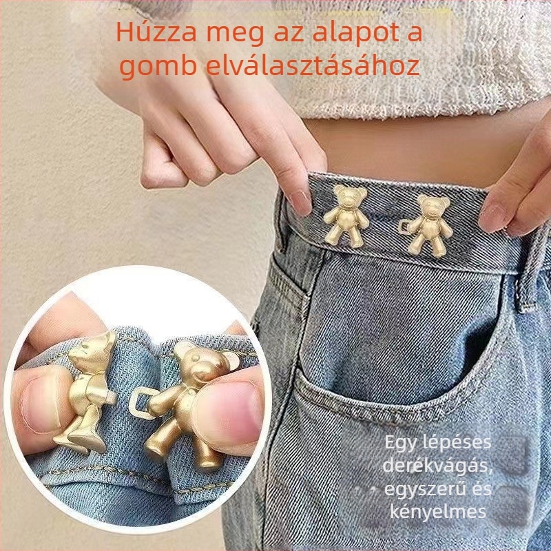 Mackó derekcsat — varrat nélküli, levehető, ötvözet anyagú, nadrág/szoknya számára, praktikus, aranyos stílus
