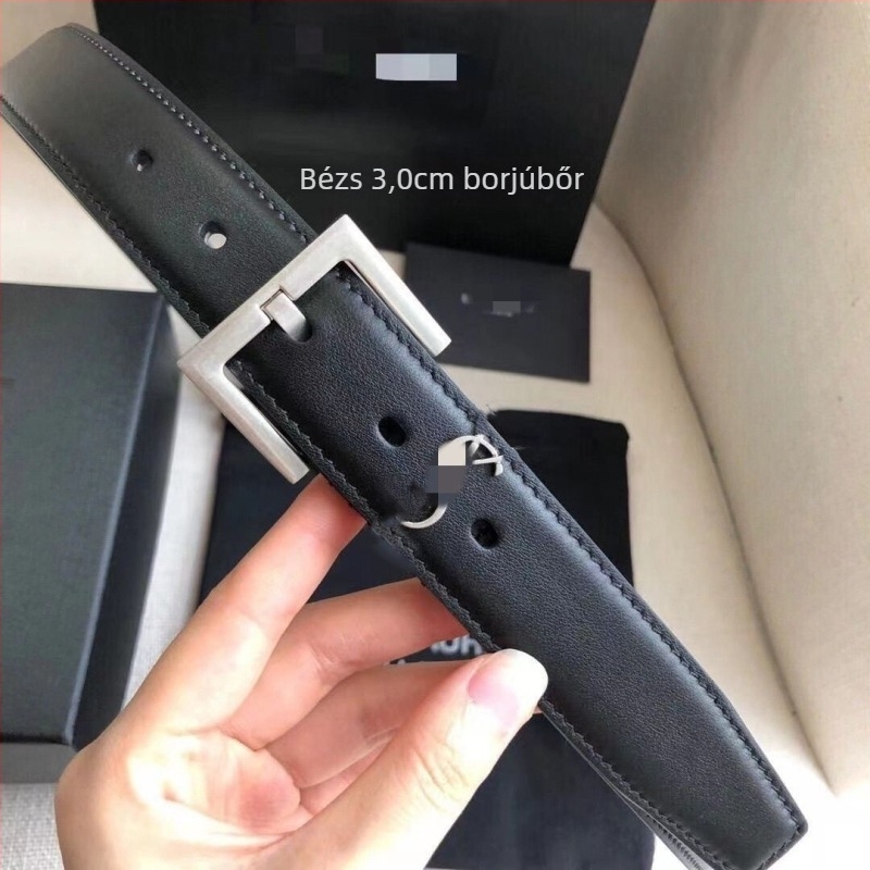 Valódi bőrből készült öv Y betűs tűs csattal, első osztályú szarvasbőr, ötvözet csat, szélesség 2–4 cm