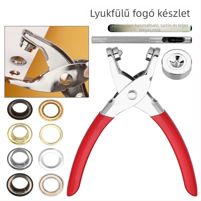 Eyelet szerelő fogó készlet – Ym márkájú szemzár készlet táskákhoz és ruházathoz, 100/200 készlet
