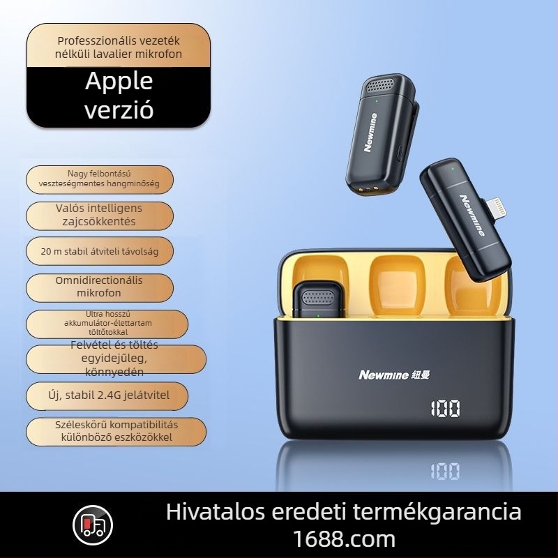 Newman MC200 Lavalier Mikrofon, omnidirekcionális hangfelvételhez, beépített akkumulátor 300–500 mAh, üzemidő 6–8 óra, SNR ≥85 dB