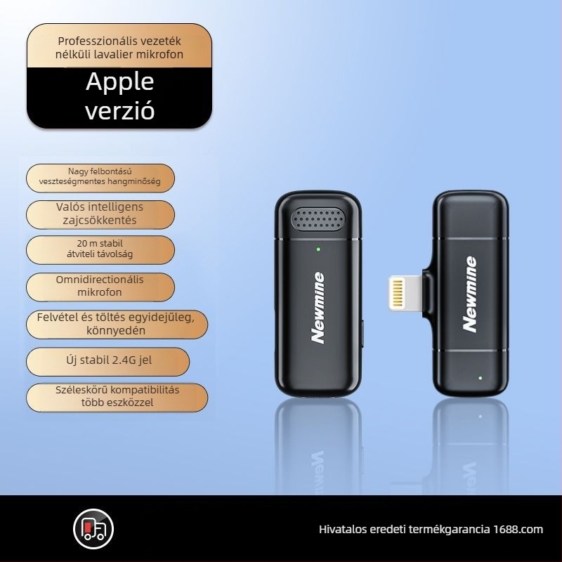 Newman MC200 Lavalier Mikrofon, omnidirekcionális hangfelvételhez, beépített akkumulátor 300–500 mAh, üzemidő 6–8 óra, SNR ≥85 dB