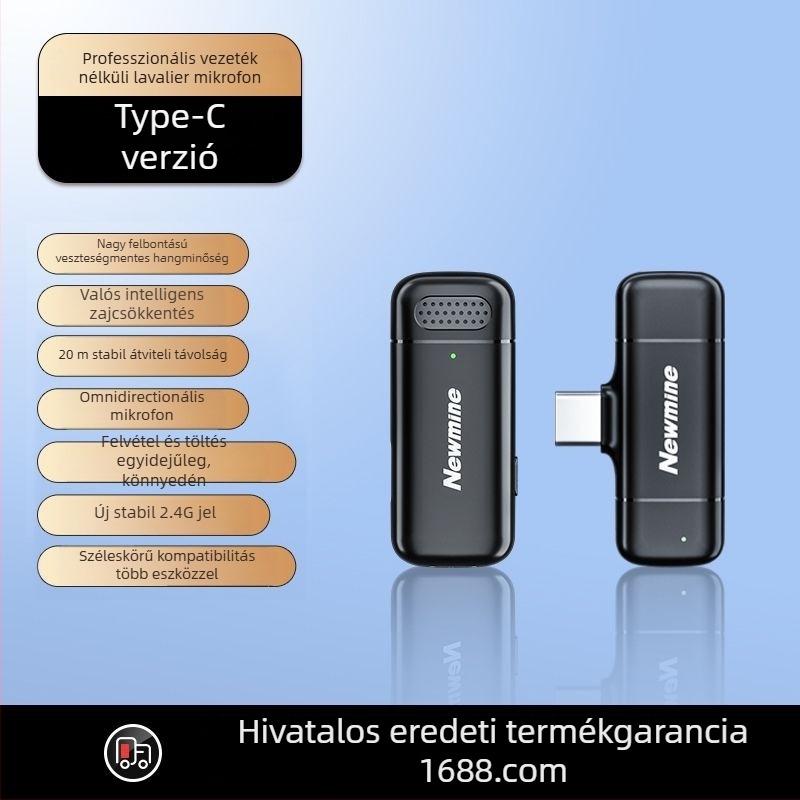 Newman MC200 Lavalier Mikrofon, omnidirekcionális hangfelvételhez, beépített akkumulátor 300–500 mAh, üzemidő 6–8 óra, SNR ≥85 dB