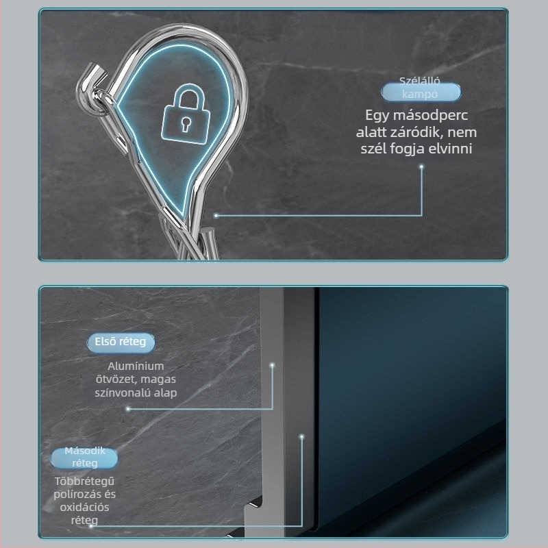 Szárítóklipek – Alumíniumötvözet zoklipsek rozsdamentes acél elemekkel, 50 darab, fehérneműk, zoknik, sálak és nyakkendők számára, Heron