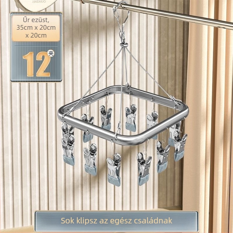 Szárítóklipek – Alumíniumötvözet zoklipsek rozsdamentes acél elemekkel, 50 darab, fehérneműk, zoknik, sálak és nyakkendők számára, Heron