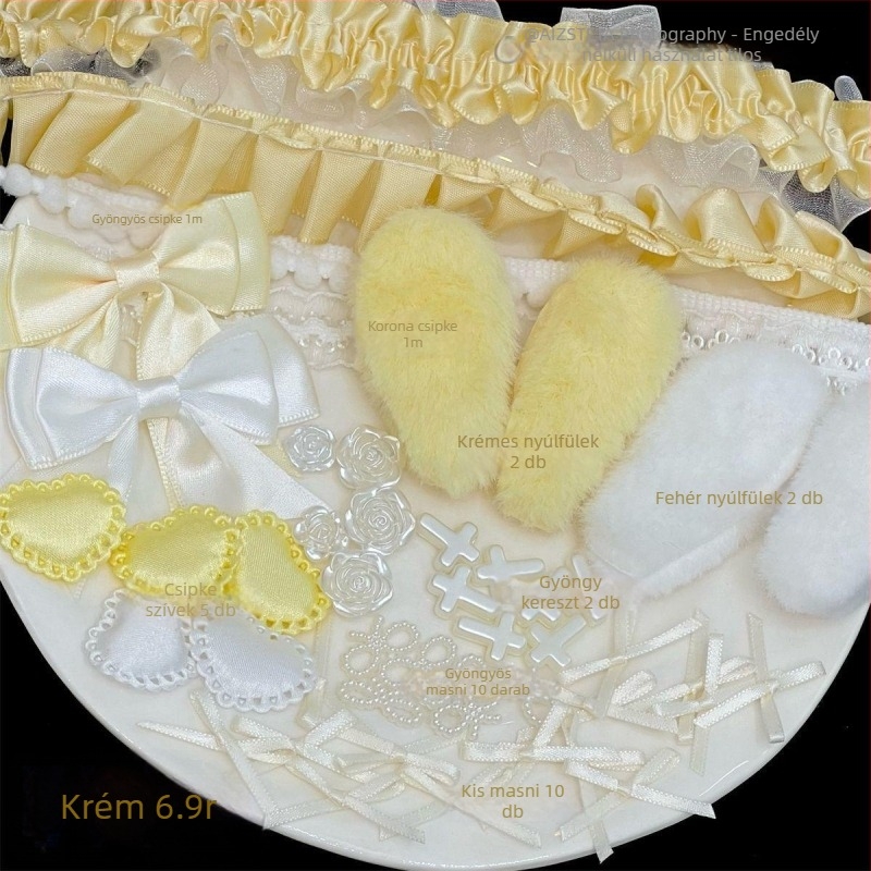 DIY ékszerkészítő kiegészítők - masni készlet csipkével a kártyatartó dekorációjához - 2025 tavasz, friss és édes stílus