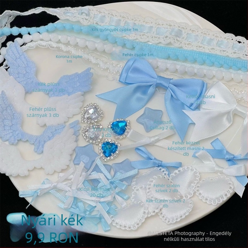 DIY ékszerkészítő kiegészítők - masni készlet csipkével a kártyatartó dekorációjához - 2025 tavasz, friss és édes stílus