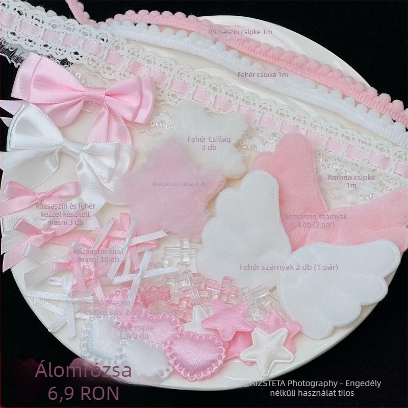 DIY ékszerkészítő kiegészítők - masni készlet csipkével a kártyatartó dekorációjához - 2025 tavasz, friss és édes stílus