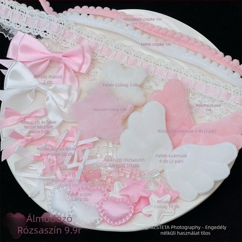 DIY ékszerkészítő kiegészítők - masni készlet csipkével a kártyatartó dekorációjához - 2025 tavasz, friss és édes stílus