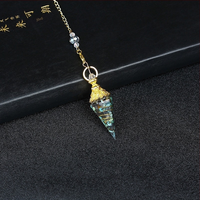 Ametiszt kristállyal nyaklánc, geometriai medál, kézzel készített, retro stílus