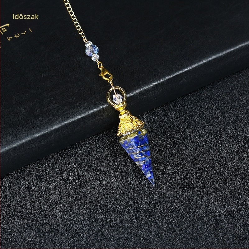 Ametiszt kristállyal nyaklánc, geometriai medál, kézzel készített, retro stílus