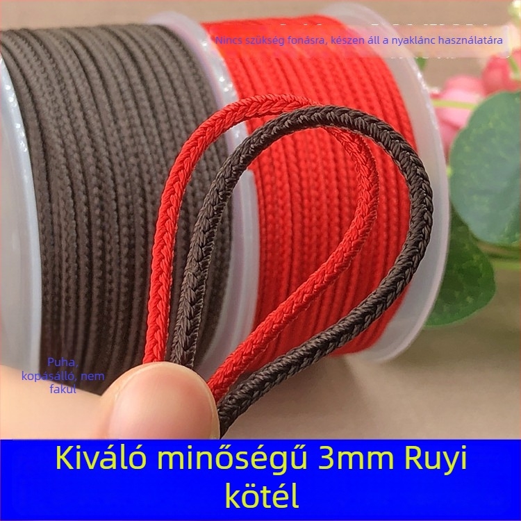 Ruyi zsinór jade medálhoz, kézzel készített, szövött, gyöngyös