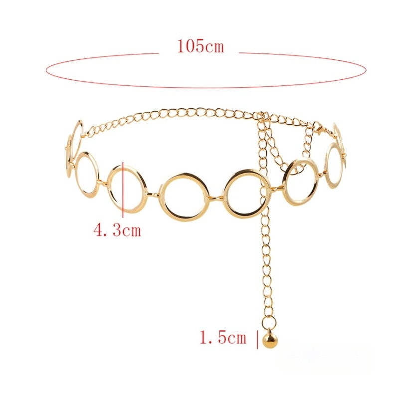 Geometriai gyűrűkkel ellátott fém deréklánc, uniszex, sokoldalú stílus