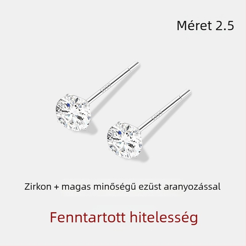 JOLLY S999 Sterling ezüst – kettős fejű fülbevalók csavaros záróval, alvásbarát, polírozott felület