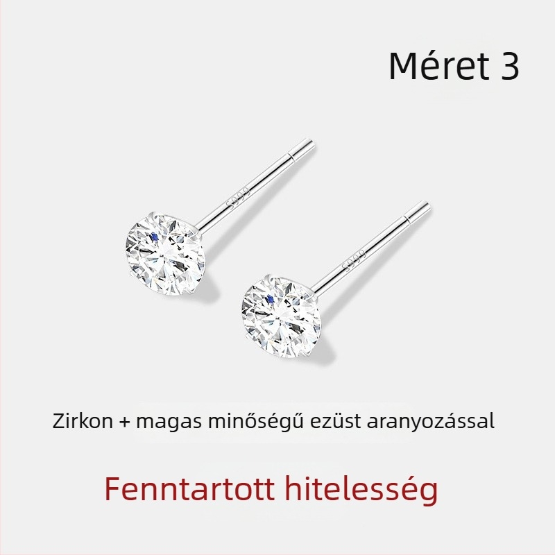 JOLLY S999 Sterling ezüst – kettős fejű fülbevalók csavaros záróval, alvásbarát, polírozott felület