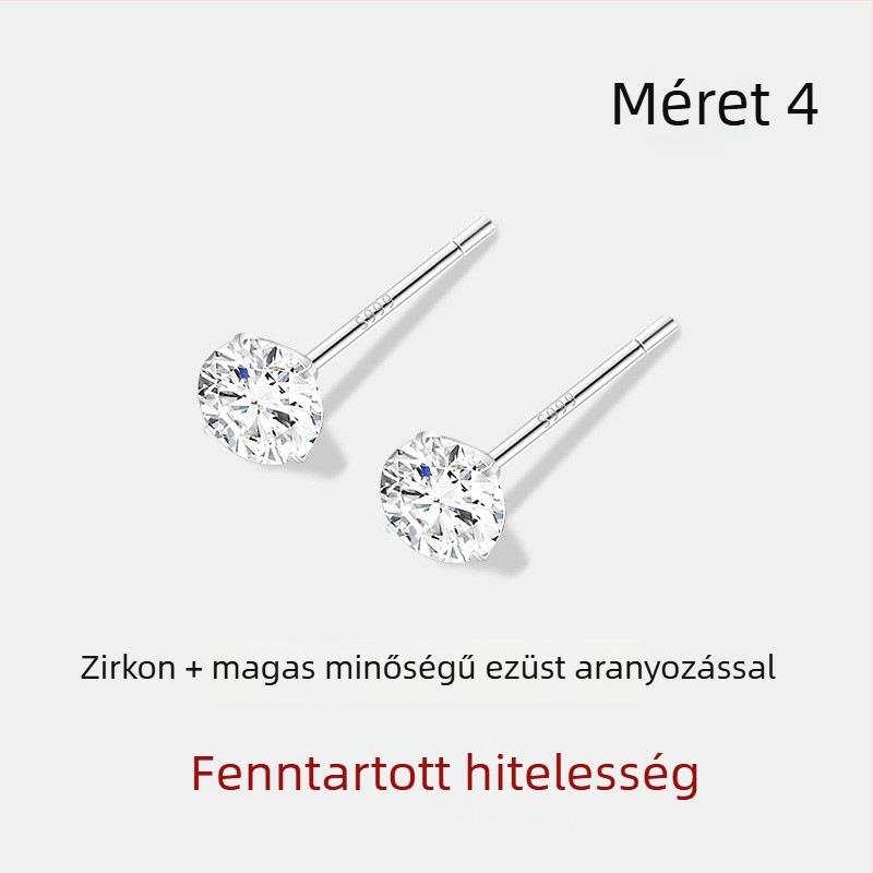 JOLLY S999 Sterling ezüst – kettős fejű fülbevalók csavaros záróval, alvásbarát, polírozott felület
