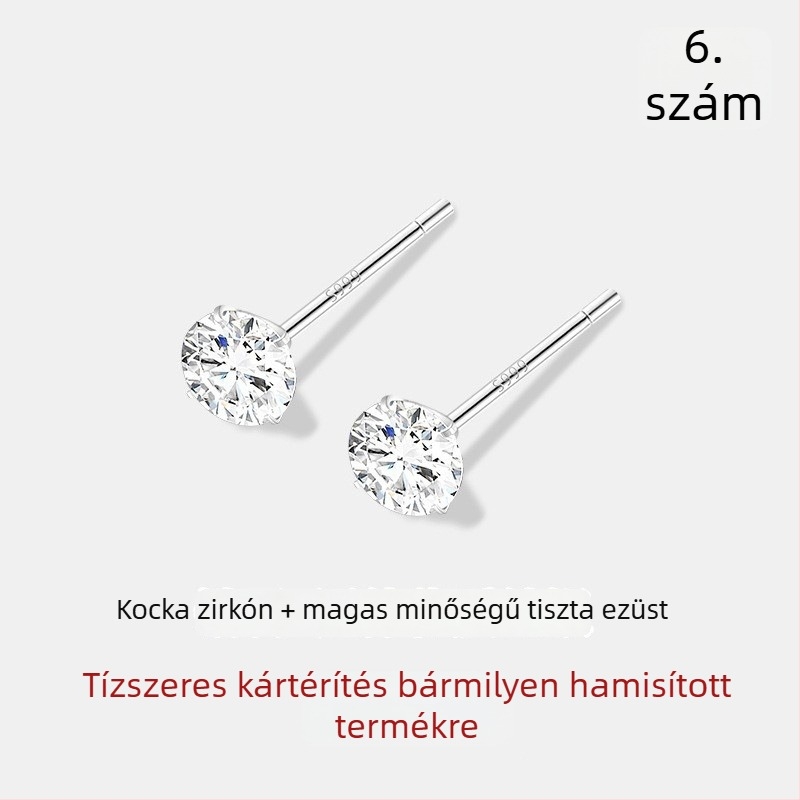 JOLLY S999 Sterling ezüst – kettős fejű fülbevalók csavaros záróval, alvásbarát, polírozott felület