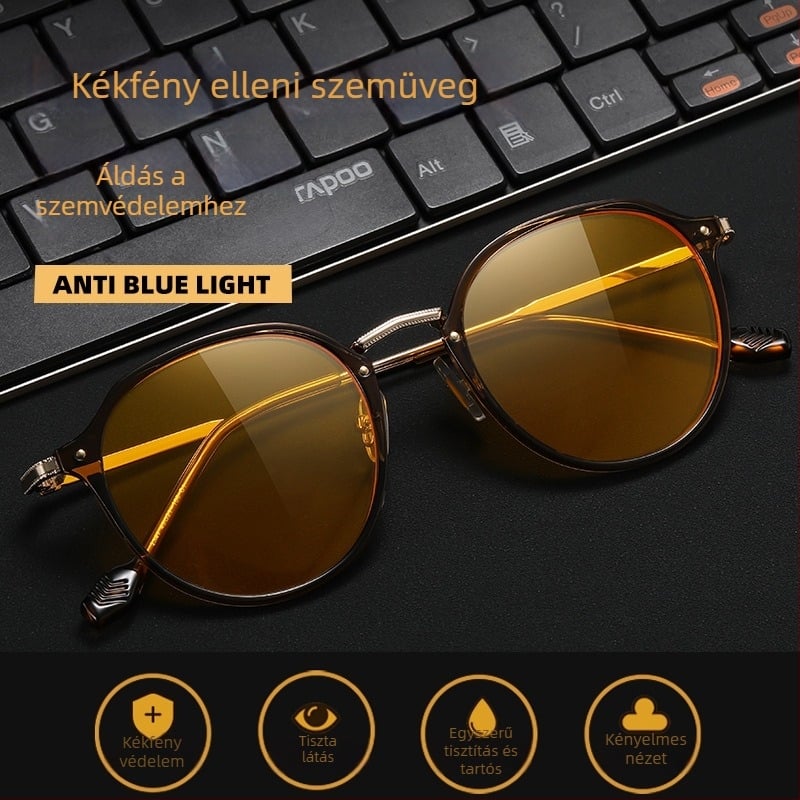 TR90 anti-kékfény szemüveg, ultrakönnyű, posztoperatív gyógyulást elősegítő szemüveg, fém keret, 1,8 mm szintetikus lencsék, 77% fényáteresztés, modell 2347
