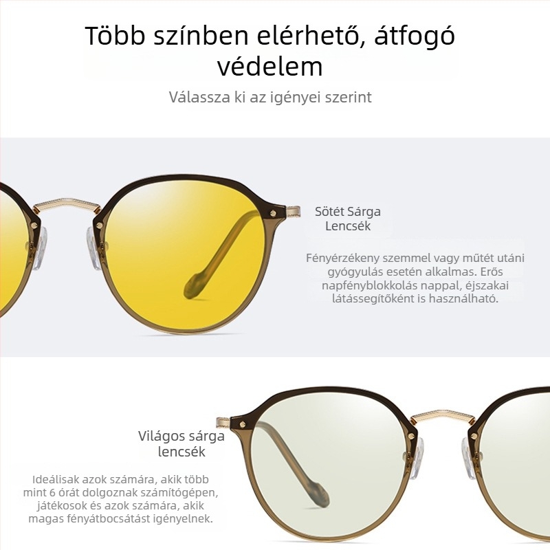 TR90 anti-kékfény szemüveg, ultrakönnyű, posztoperatív gyógyulást elősegítő szemüveg, fém keret, 1,8 mm szintetikus lencsék, 77% fényáteresztés, modell 2347