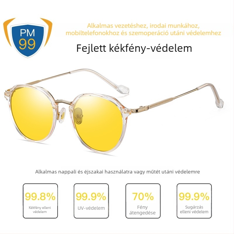 TR90 anti-kékfény szemüveg, ultrakönnyű, posztoperatív gyógyulást elősegítő szemüveg, fém keret, 1,8 mm szintetikus lencsék, 77% fényáteresztés, modell 2347