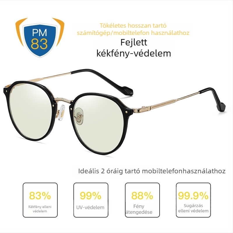 TR90 anti-kékfény szemüveg, ultrakönnyű, posztoperatív gyógyulást elősegítő szemüveg, fém keret, 1,8 mm szintetikus lencsék, 77% fényáteresztés, modell 2347