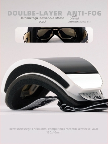 Felnőtt cilindrikus sí szemüveg, párásodás elleni, víz- és szélálló, TPU keret / PC lencse, dupla réteg