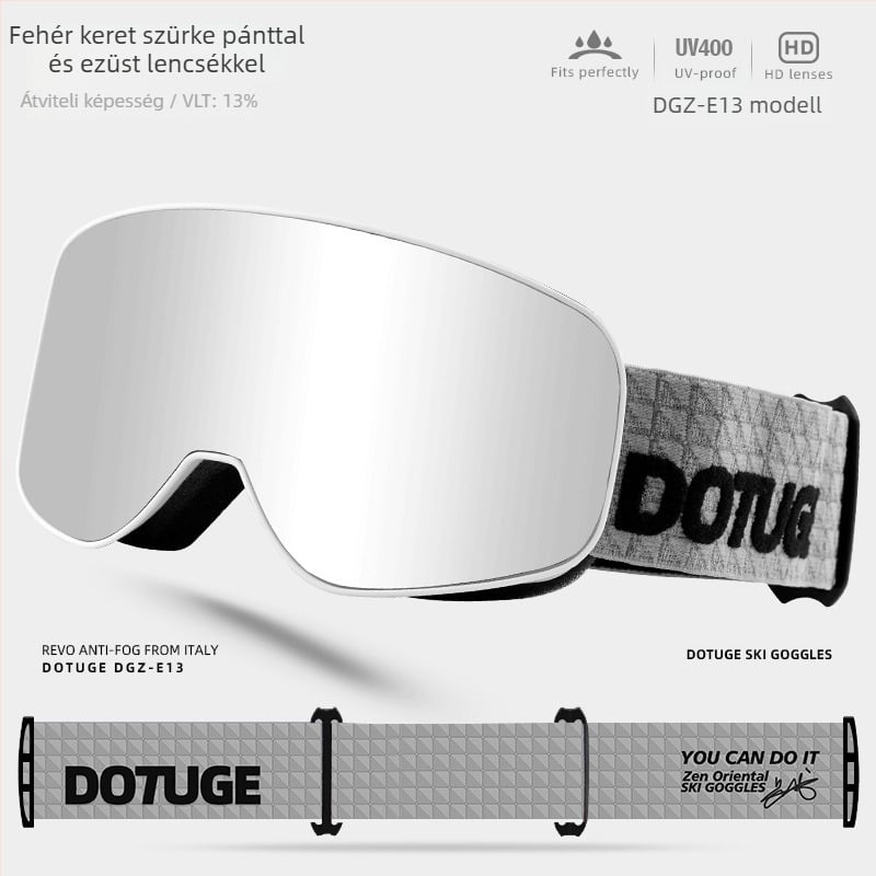 Felnőtt cilindrikus sí szemüveg, párásodás elleni, víz- és szélálló, TPU keret / PC lencse, dupla réteg